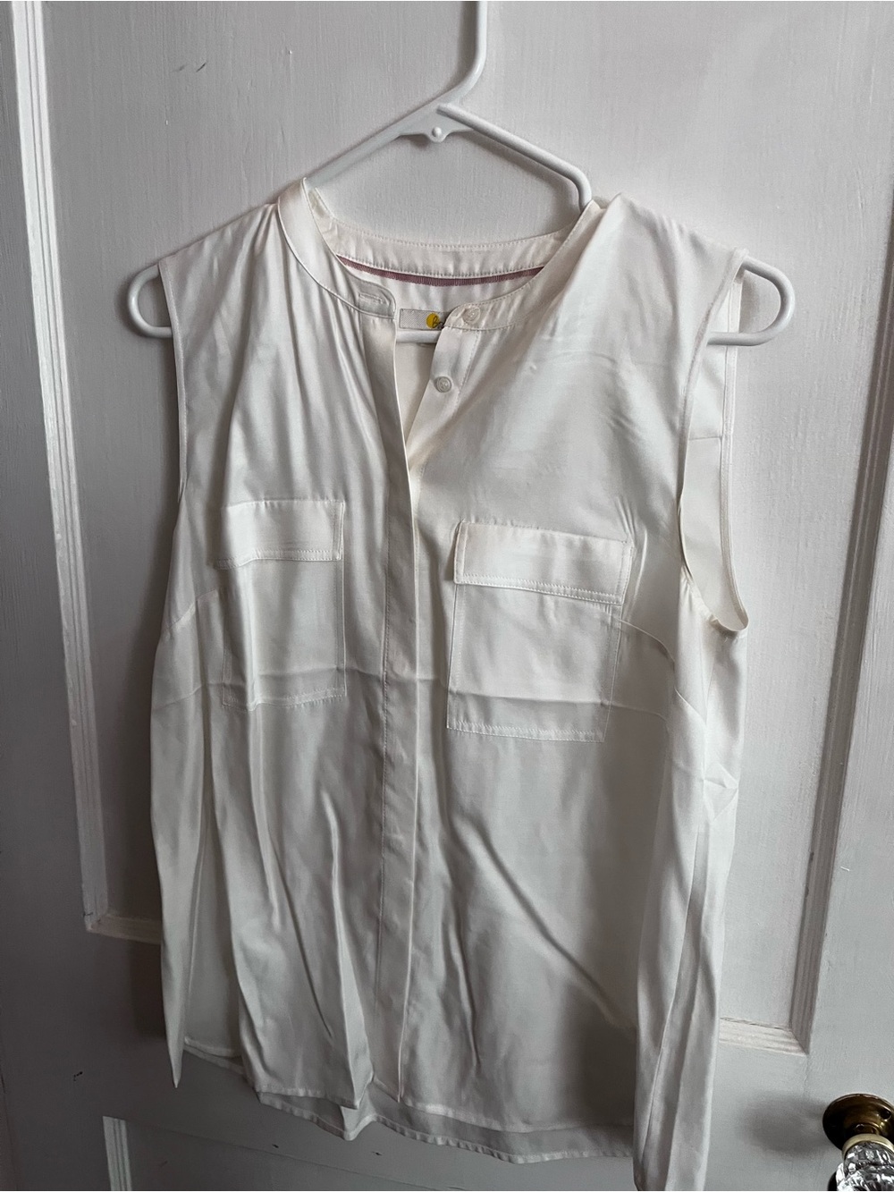 Boden Sleeveless White Women's Silk Pocket Blouse